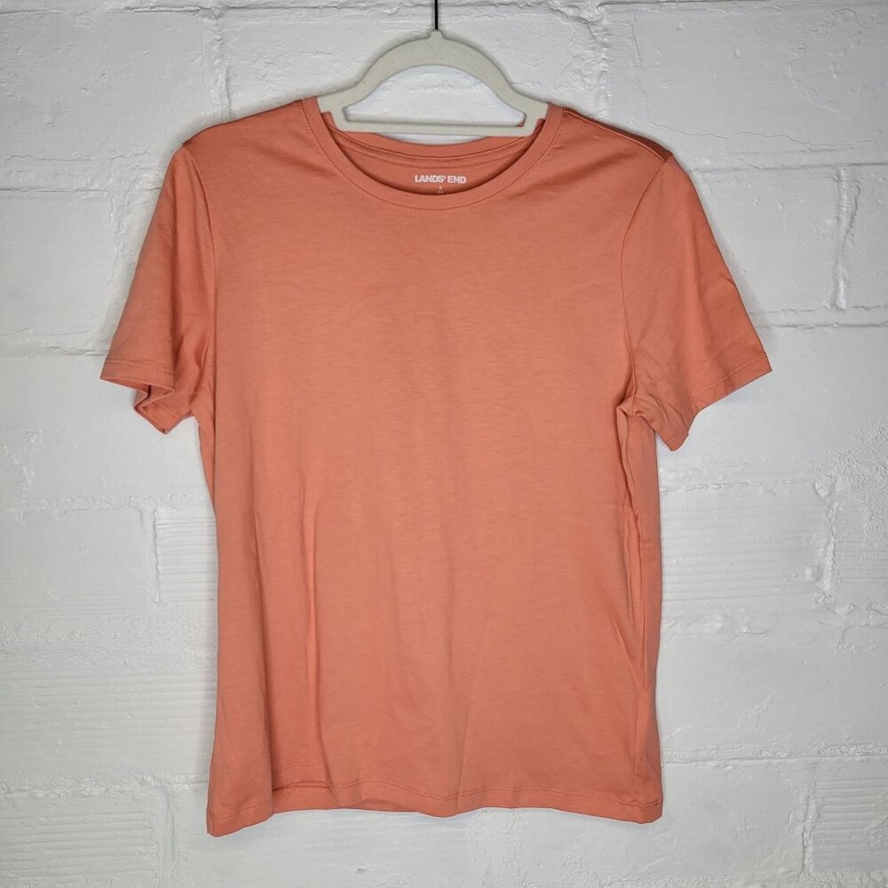 Lands' End Women's Small Tshirt Top Coral Orange Short Sleeve